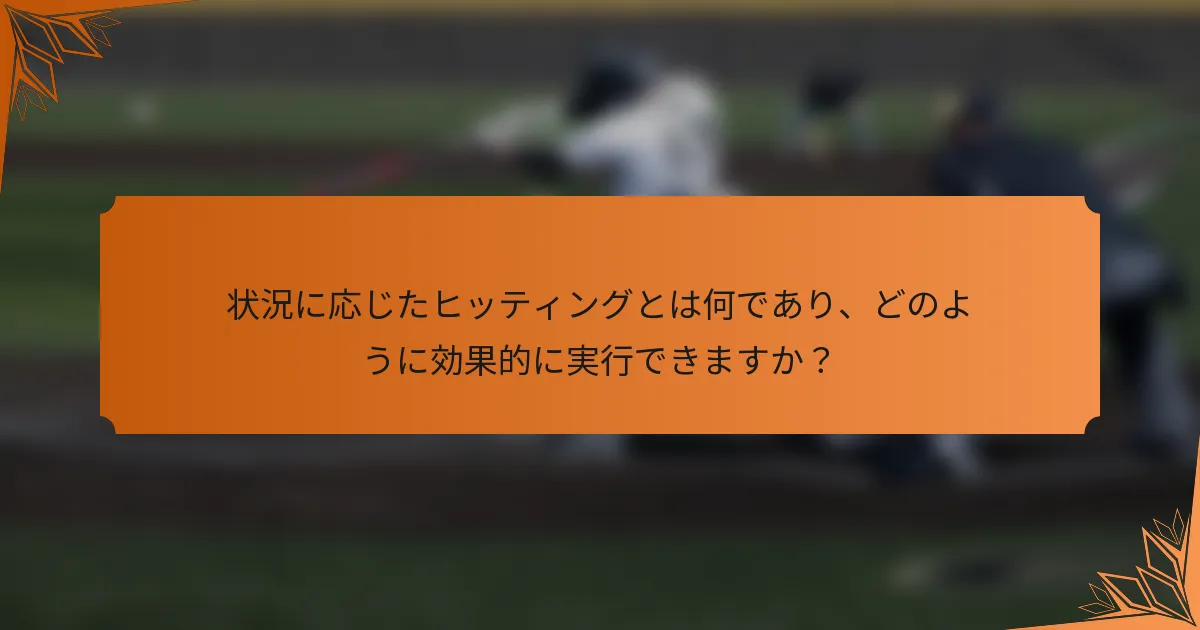 状況に応じたヒッティングとは何であり、どのように効果的に実行できますか？